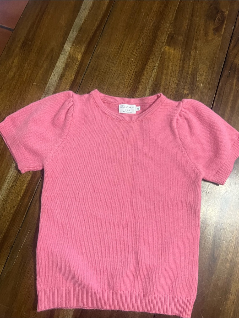 Shop the Mint Girls Sweater Size 7/8 Pink Puff Sleeve Knit Top